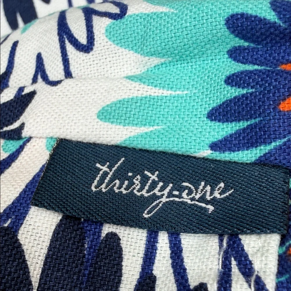 Thirty-One Blue and Teal Floral Reversible Bag